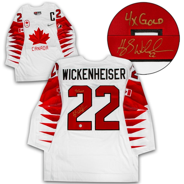 Hayley Wickenheiser Team Canada Signed 4 x Gold Nike Olympic Hockey Jersey