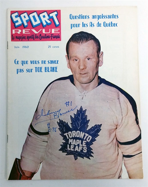 Johnny Bower Toronto Maple Leafs Autographed Sport Revue Magazine