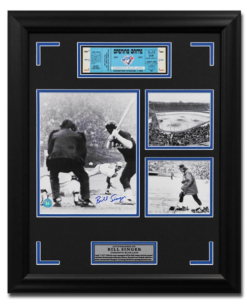 Bill Singer Toronto Blue Jays Signed 1977 1st Game & Pitch Collage 23x19 Frame